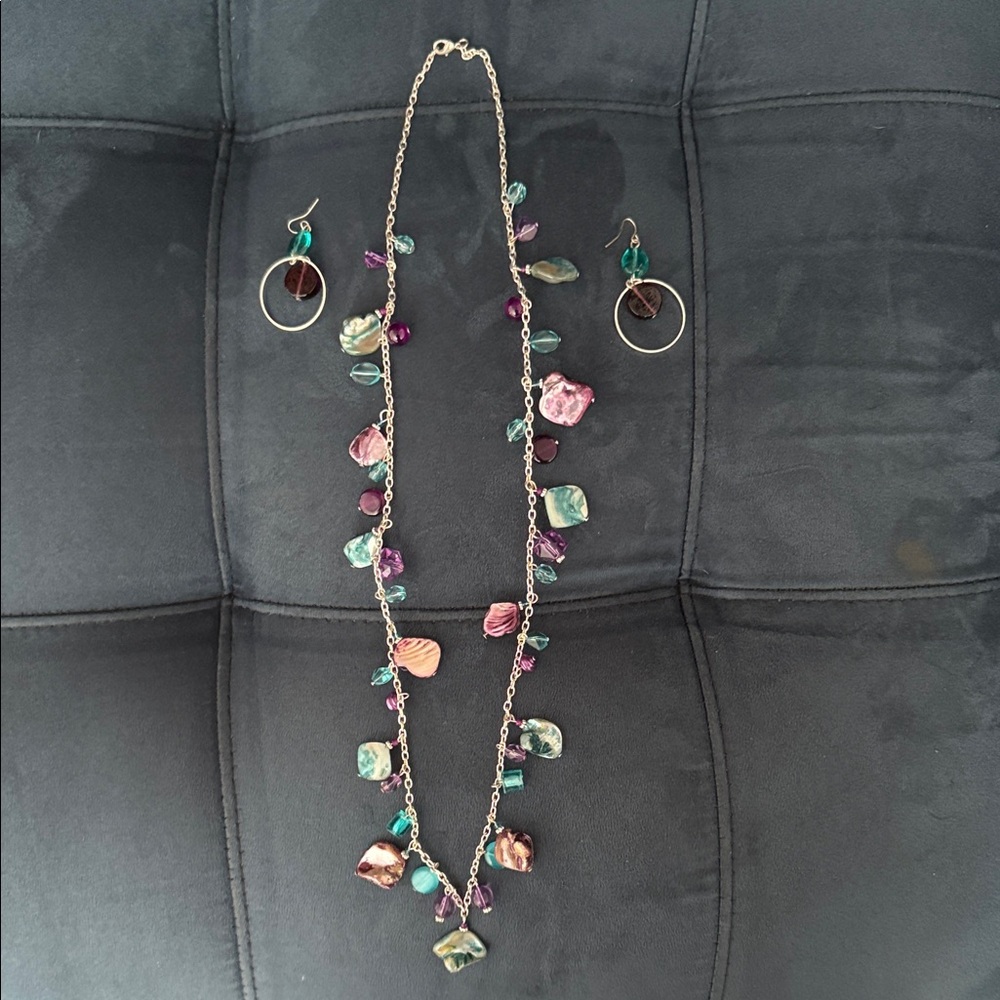 Colorful Gemstone Necklace and Earring Set